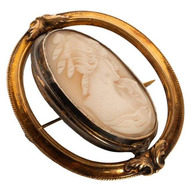 Antique 10k Gold Victorian Swivel Mourning Cameo Brooch Locket Tooth & Hair 1860 For Sale - Image 9 of 12