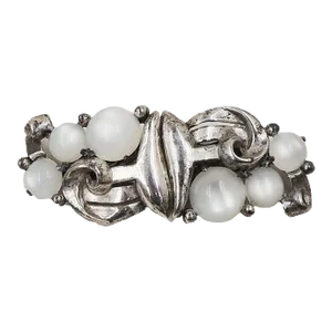 Vintage Signed Coro Silvertone Cabochon Duette Brooch