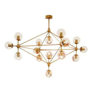 Art Deco Brass Cluster Chandelier For Sale
