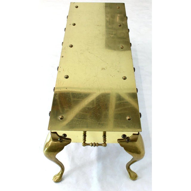Campaign 1970s Campaign Solid Brass Studded Rectangular Table With Carry Handles For Sale - Image 3 of 9