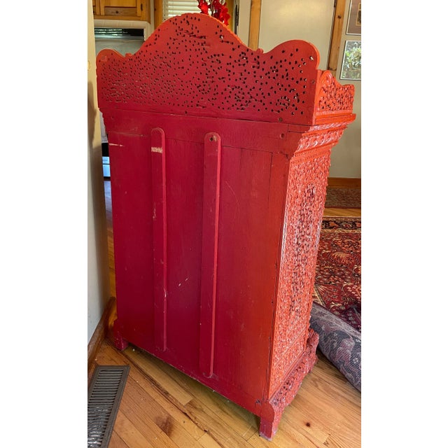 1850 Anglo Indian Sideboard or Dry Bar Cabinet Painted Cinnabar Red For Sale - Image 10 of 12