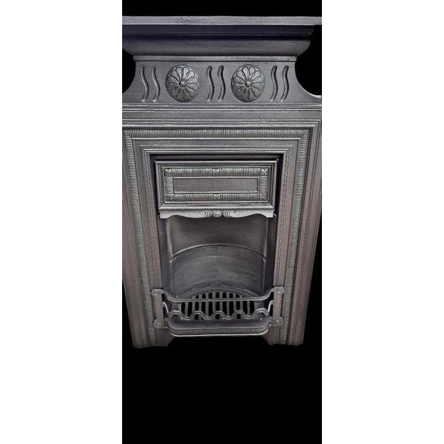 2000 - 2009 Antique Victorian Cast Iron Fireplace Surround and Grate, 1800s For Sale - Image 5 of 14