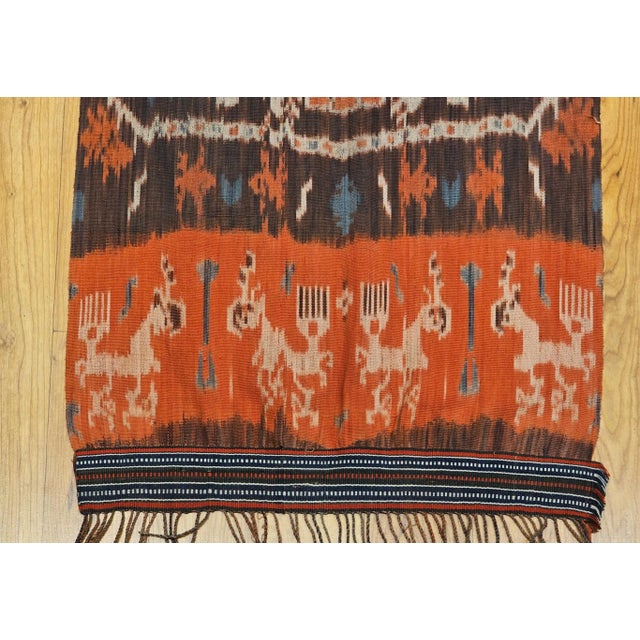 Textile Vintage Hand-Woven Ikat Textile Panel, Abstract Design From Indonesia For Sale - Image 7 of 10