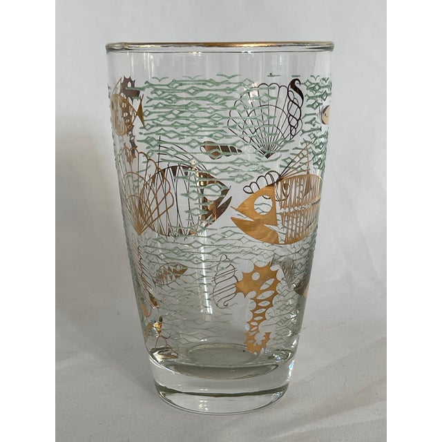 Glass 1950s Mid-Century Modern Marine Life Highball Glasses by Libbey - Set of 6 For Sale - Image 7 of 8