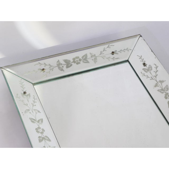 Venetian Rectangular Wall Mirror with Cut Glass and Ornate Floral Frame, Italy, 1960s For Sale - Image 6 of 9