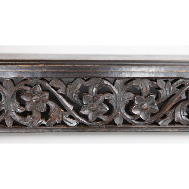 Vintage English Carved Oak Floral Wall Bracket Shelf For Sale - Image 4 of 6