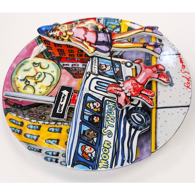 1990s Red Grooms, Moonstruck, Limited Edition 3d Porcelain Plate With Rhinestones, 1994 For Sale - Image 5 of 5