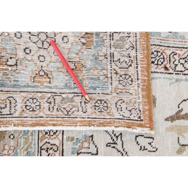 House of Séance - 1920s Vintage Large Caucasian Floral Neutral Wool Pile Hand-Knotted Rug - 9′1″ × 12′8″ For Sale - Image 10 of 11