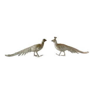 Vintage French Pheasant Table Ornaments, a Pair For Sale
