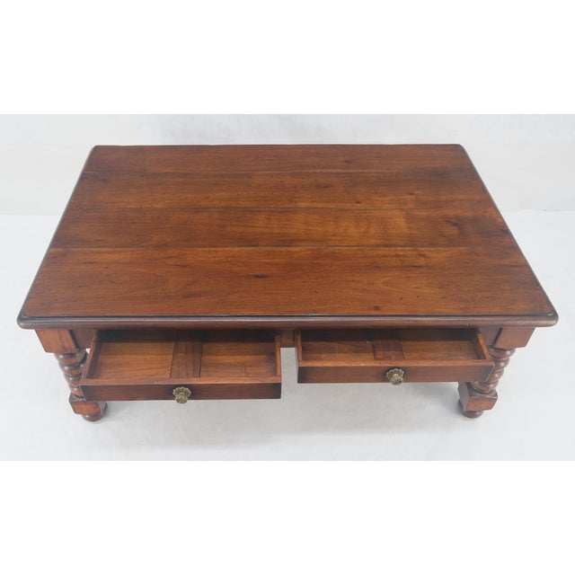 Heavy Large 30x54 Spanish Colonial Solid Mahogany Italian Coffee Table w/ Drawers MINT