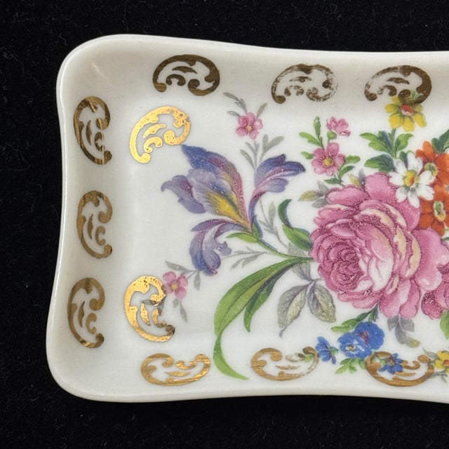 French Vintage Manufacture De Couleuvre "Pâte De Limoges" Gilded Floral Trinket Dish For Sale - Image 3 of 8