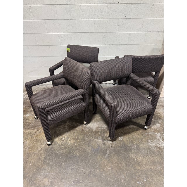 70s Game Table Dining Chairs on Casters - Set of 4 For Sale - Image 10 of 10