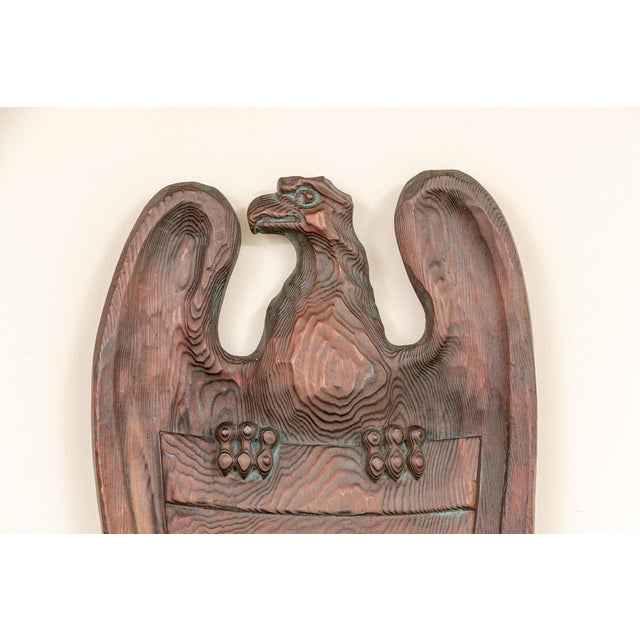 Folk Art Vintage Carved Wood Eagle Wall Plaque For Sale - Image 3 of 8