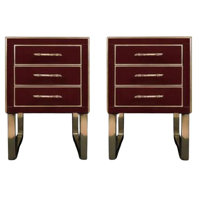 Handmade Bedside Tables in Glass and Brass from Justfurnituress SRL, Set of 2 For Sale - Image 15 of 15
