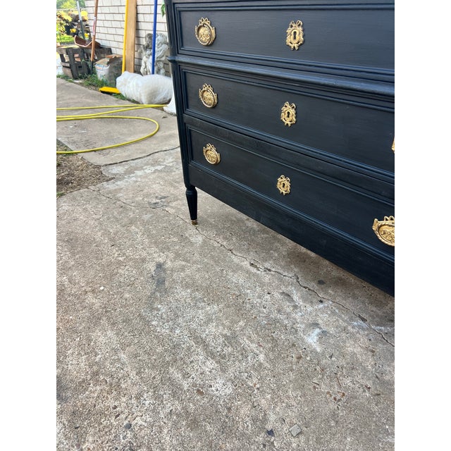 Black French 19th Century Louis XVI Pair of Commodes / Chest of Drawers For Sale - Image 8 of 12