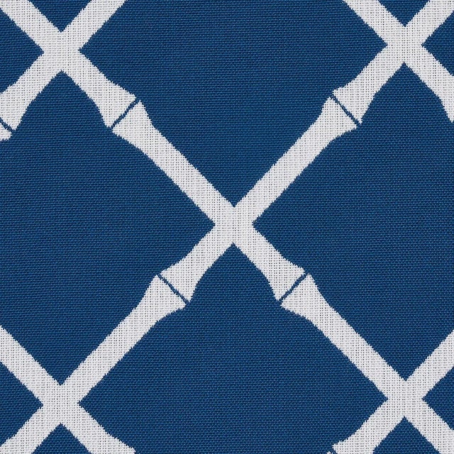 Hollywood Regency Schumacher Bamboo Trellis Indoor/Outdoor Fabric in Navy For Sale - Image 3 of 4
