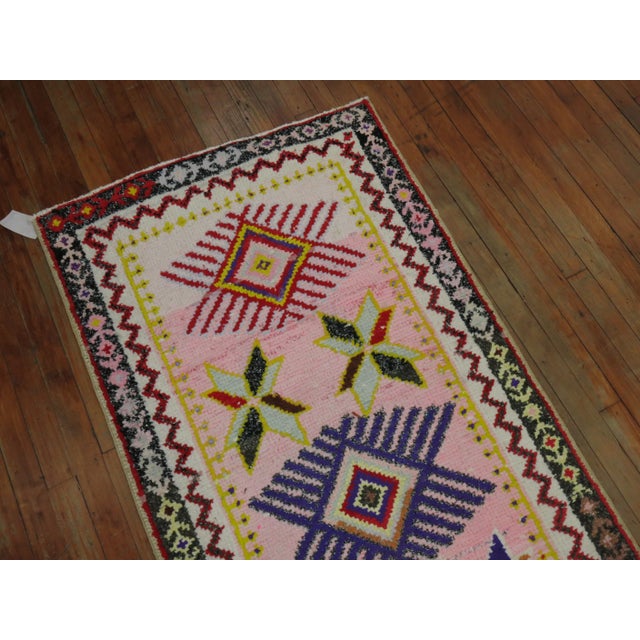 Late 20th Century Bubble Gum Pink Glittered Turkish Runner - 2'9" x 12' For Sale - Image 4 of 11