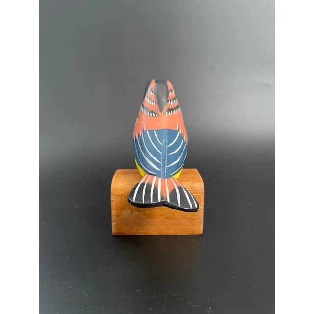 Folk Art Wood Oriole Bird on Stand For Sale In Las Vegas - Image 6 of 11