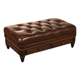 Hancock & Moore Tufted Leather 'Robinson' Cocktail Ottoman For Sale