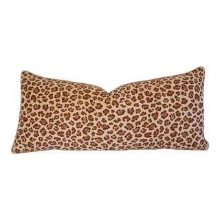 Safari Leopard Velvety Chenille Feather/Down Body Pillow 38" X 17" For Sale