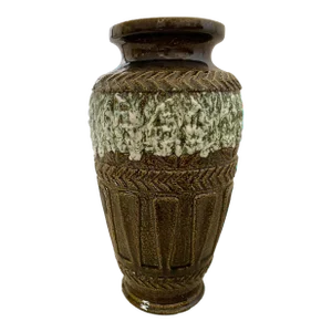 MCM Bay Keramik W. Germany Lava Glaze Pottery Vase 16” Brown Green 72•40
