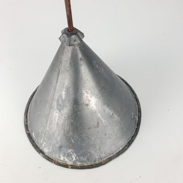 Early Antique Primitive Tin Candle Holder Adjustable Double Arm Conical Base For Sale - Image 9 of 12