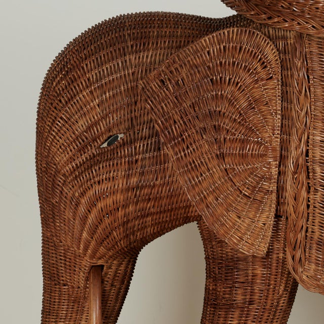 Brown Vintage Italian Wicker Elephant Serving Bar For Sale - Image 8 of 18