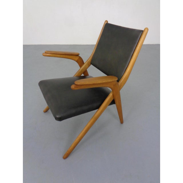 Boomerang Chair in Beech & Leather by Louis Van Teeffelen for Wébé Furniture, Netherlands, 1960s For Sale - Image 9 of 18