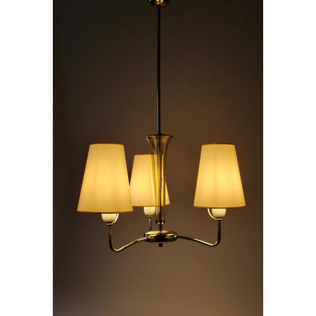 Modern 3-Arm Chandelier in Brass and Glass by Rupert Nikoll, Austria, 1950s For Sale - Image 10 of 15