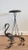 1940s French Mid-Century Japanesque Bronze Crane Bird Sculptures on Wrought Iron Pedestal - Zen Garden Statue For Sale - Image 4 of 11