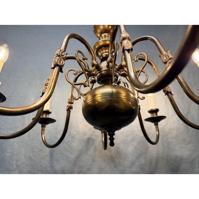 Metal Antique Flemish 8-Branch Chandelier For Sale - Image 7 of 8