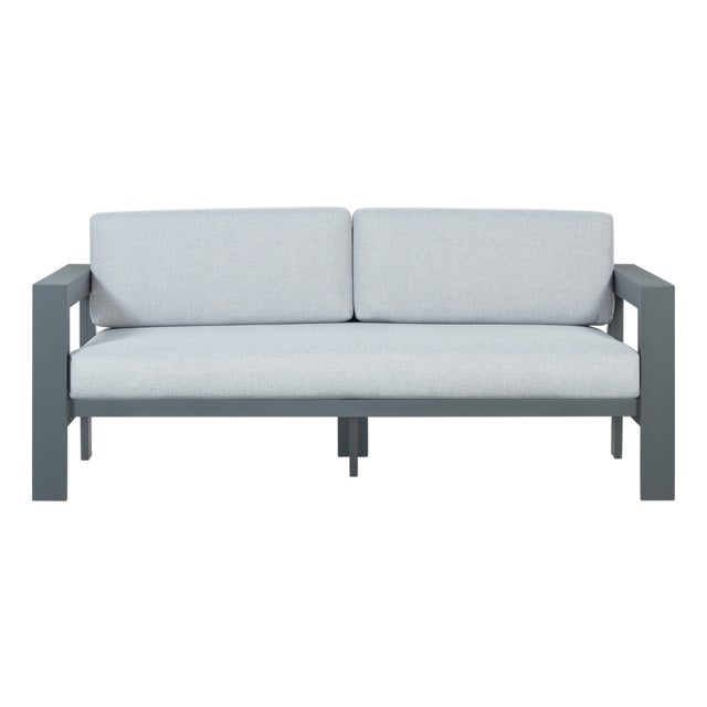Sardinia Aluminum Frame Outdoor 74" Love Seat / Sofa - Gray Cushions For Sale