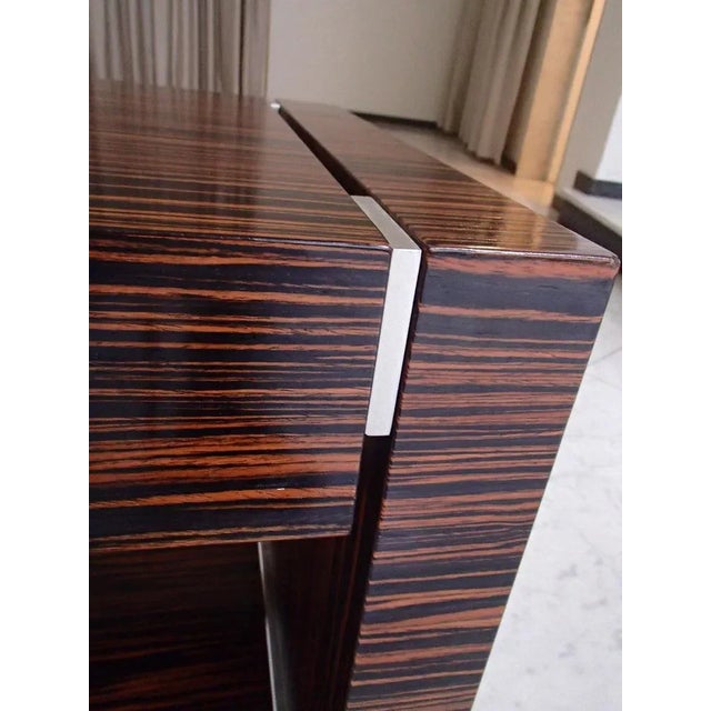 Brown Macassar Bedside Table on Wheels For Sale - Image 8 of 11