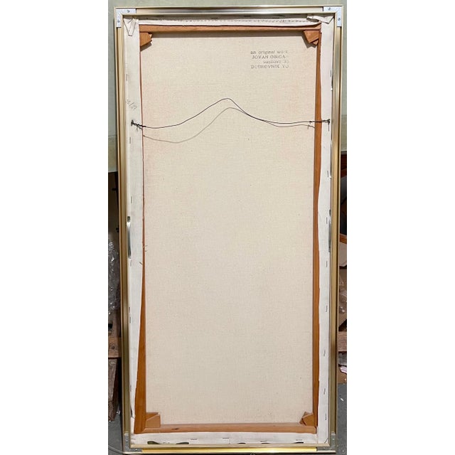 Textile Jovan Obican, Large Naive European Folk Art Oil Painting Jovan Obican Klezmer Jazz Musician, c.1960's For Sale - Image 7 of 8