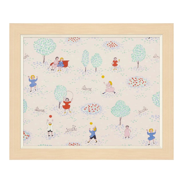 Playing in the Park Art Print in Maple Frame by Paule Marrot For Sale