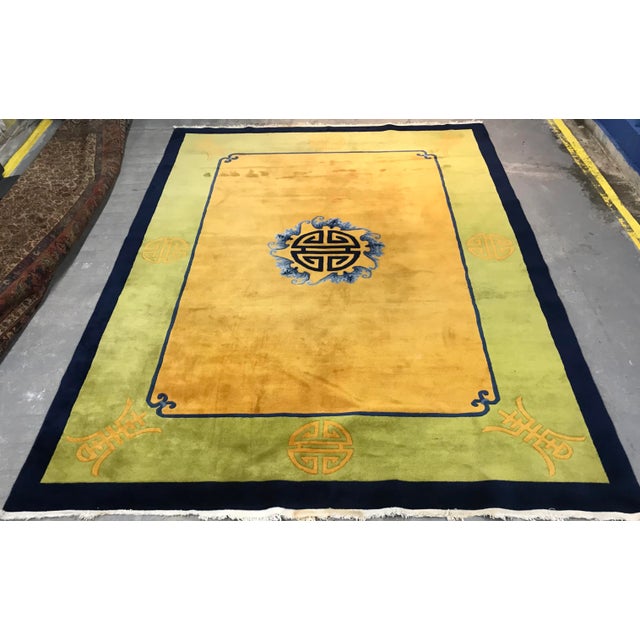 1920s Antique Vintage Art Deco Chinese Rug-8’11’x12" For Sale - Image 13 of 13