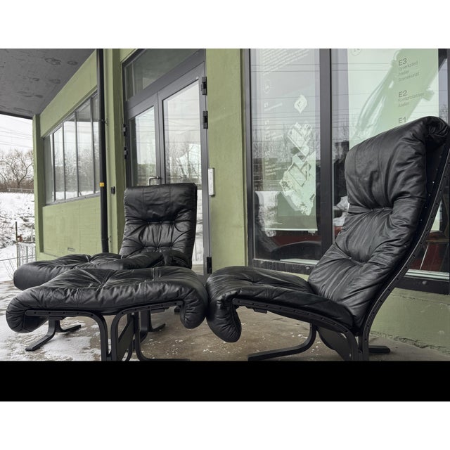 Black Set of Vintage Scandinavian Siesta Lounge Chair and Ottoman by Ingmar Relling for Westnofa, 1970s For Sale - Image 8 of 18