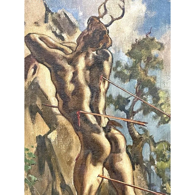 Art Deco "Actaeon in Flight," Painting With Male Nude by Littlefield For Sale - Image 3 of 4