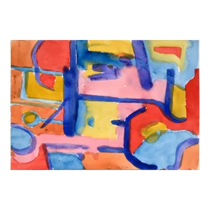 Blue, Pink & Red Abstract in Watercolor on Paper by Les Anderson