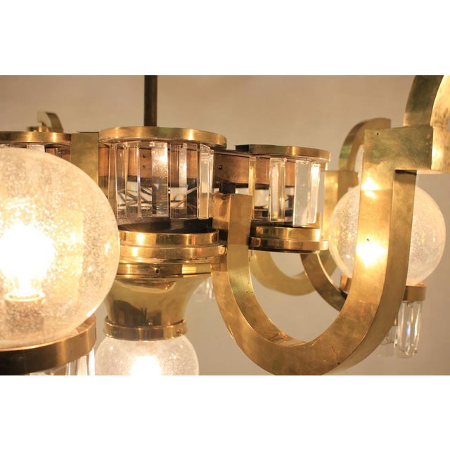 Big Art Deco Chandelier in Brass, 1930s For Sale - Image 6 of 14