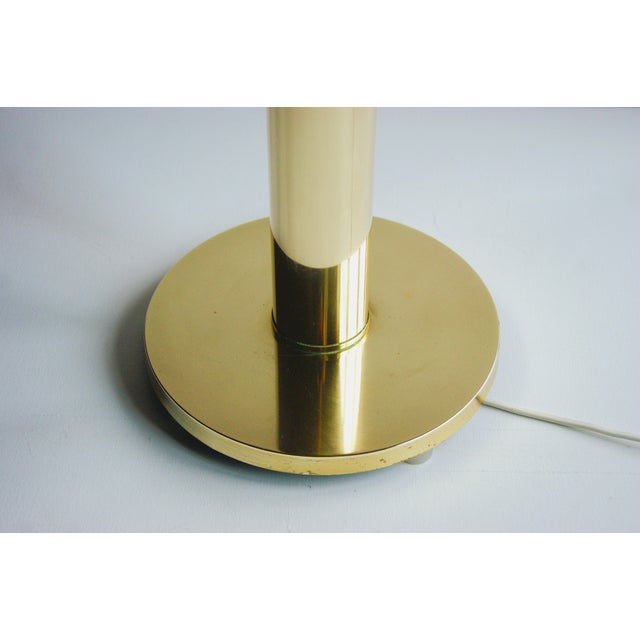 1960s Giant Vintage Brass Table Lamp in Minimalistic Cylindrical Column Design. Denmark 1960s. For Sale - Image 5 of 9
