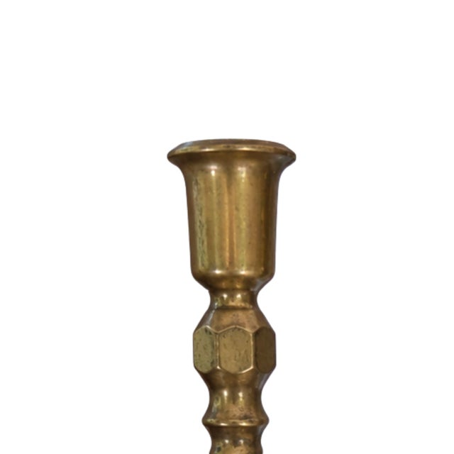 Pair of Vintage Solid Brass Turned Candlestick Holders, 10.8" For Sale - Image 4 of 6