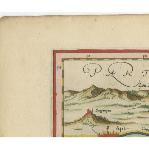 Paper Antique Blaeu Map of the Principality of Orange and Avignon, 1642 For Sale - Image 7 of 12