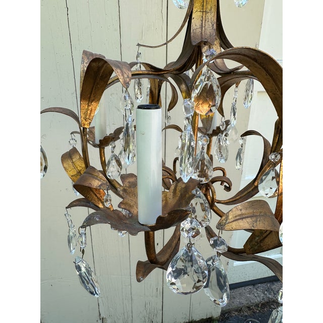 Vintage Four Arm Gold Gilt Italian Chandelier For Sale In New York - Image 6 of 9