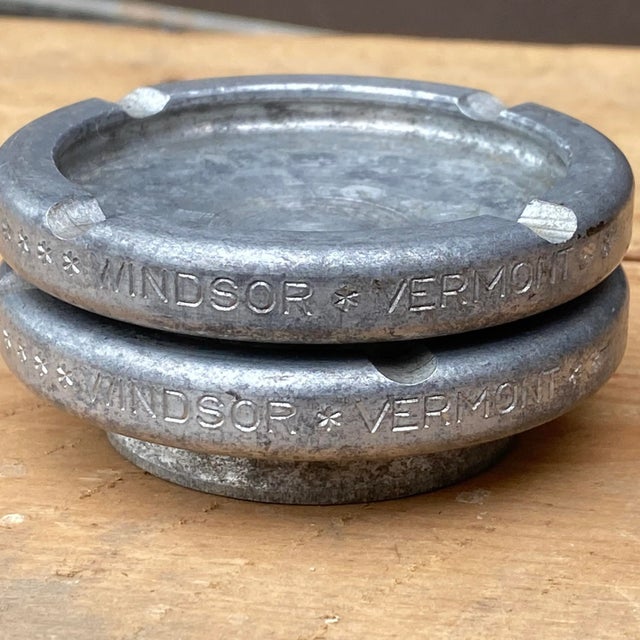 Silver Vintage Industrial Aluminum Ashtrays From Windsor, Vermont - a Pair For Sale - Image 8 of 13