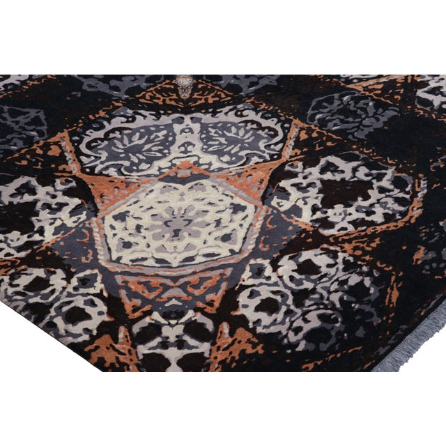 Rug & Kilim’s Modern Classics Rug in Black With Geometric Patterns “Khatam” For Sale In New York - Image 6 of 8