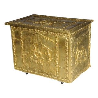 Antique Dutch Chest in Gilt Brass, 19th Century For Sale