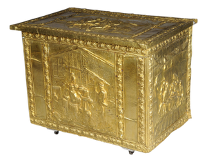 Antique Dutch Chest in Gilt Brass, 19th Century
