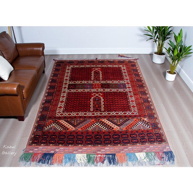 Brown Vintage Afghan Turkmen Hand-Knotted Wool Rug, 1990s For Sale - Image 8 of 18