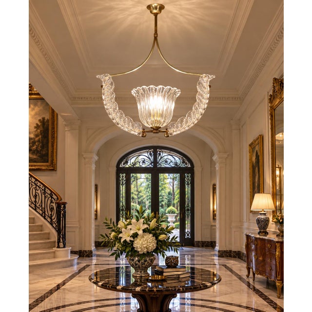 1950s Fascinating Art Deco Pendant Murano Glass Chandelier by Ercole Barovier For Sale - Image 6 of 17